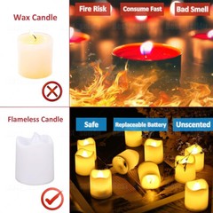 24/48PCS Flameless LED Tea Lights Votive Candles Lamp Decor Battery Operated Set