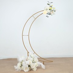 4 ft GOLD Metal Half Crescent Moon Wedding Arch Flower Stand Party Centerpieces