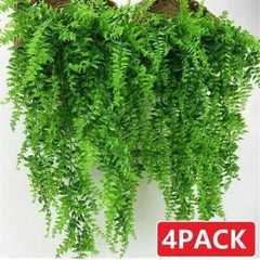 4Pcs Artificial Boston Fern Plant Fake Hanging Plastic Vine Home Outdoor Decor