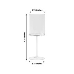 6 Clear Plastic Cylindrical Wine Glasses with Long Stem Wedding