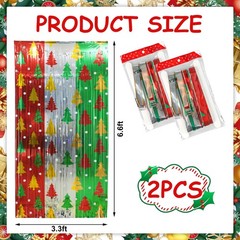 2 Pack Christmas Foil Fringe Curtains 3.3 x 6.6 Ft Christmas Tree Tinsel Curt…