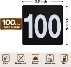 Table Number Cards 1-100, Double Sided Restaurant Table Numbers, 3.5″ Plastic…