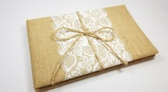Studio His and Hers Burlap and Lace Guest Book With Cream Pages New In Box
