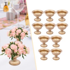 10 PCS Gold Flower Trumpet Vases Wedding Party Tabletop Centerpieces Stand Decor
