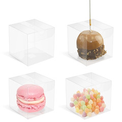 50pcs 5/6/7/8cm PVC Clear Square Shape Gift Boxes For Chocolate And Candies NEW