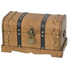 Vintage Wooden Treasure Chest Decorative Box with Lock – 12.2×7.1×7.1 Brown