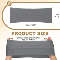25 Pcs Spandex Chair Sashes Bows with Slider Buckle, Dark Gray