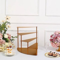 17 in Gold 4 Tier Spiral Stairway Metal Cupcake Dessert Stand 17″,