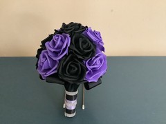 Black rose and accent color rose wedding bouquet
