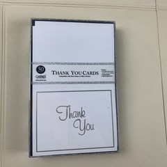 New Gartner Studios White Thank You Cards, Embossed 50 Count Wedding