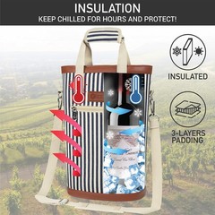 Bottle Wine Bag Carrier Tote, Insulated Leakproof 2 Bottle Wine Cooler Bag fo…