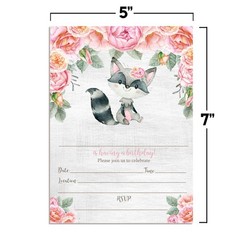 Watercolor Floral Cute Raccoon 20 Pack,