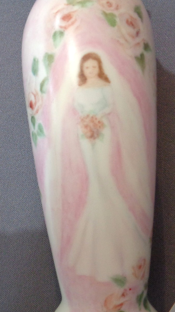 Vintage Bride Wedding Vase Hand Painted Artist Signed Porcelain Fine China 6.5″