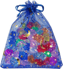 100Pcs 5X7 Inches Sheer Drawstring Organza Bags Stars and Moon Wedding Party Fav