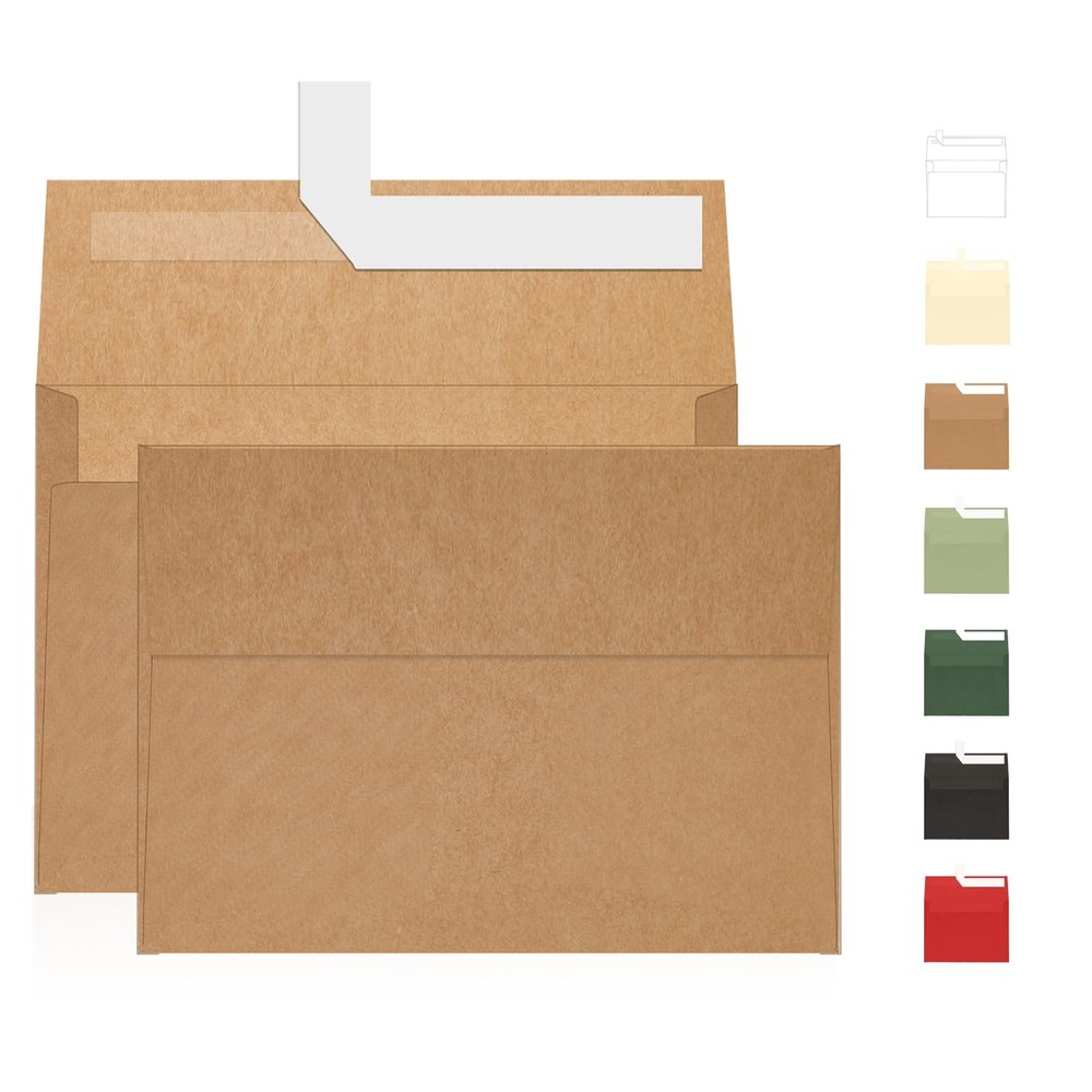 A7 Brown Kraft Envelopes Self Seal 100 Pack 120 GSM，Goefun A7-100 Pcs,