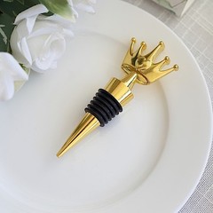 4″ Gold Crown Metal Wine Bottle Stopper Clear Gift Box Wedding Favor Party Event