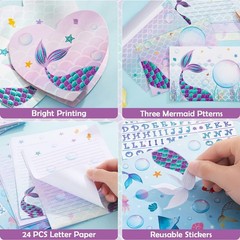 WERNNSAI 69 PCS Stationery Letter and Envelopes, Mermaid Kids Stationery Set,…