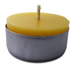 12 Natural Honey Scented Beeswax Tea Light Candles, Cotton Wick, Aluminum Cup