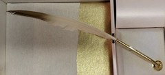 Wedding Guestbook & Feather Pen Set Gold Elegant Classic by Style Me Pretty NEW