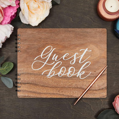 Rustic Wooden Guest Book for Party – 112 Pages, 11.25 X 8.75 in Brown Wood Cover