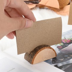 Luckforest Wood Place Card Holders with Kraft Cards, 20 Pcs Half-Round
