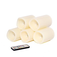 5 pcs 4″ 5″ 6″ tall Ivory LED Pillar Candles Lights Remote Control Party Sale
