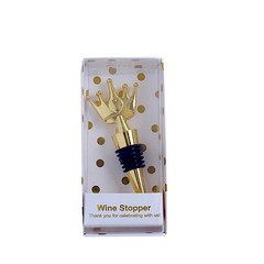 4″ Gold Crown Metal Wine Bottle Stopper Clear Gift Box Wedding Favor Party Event