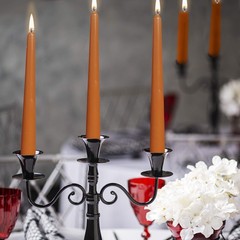 BOLSIUS Orange Taper Candles – 4 Pack Unscented 10 Inch Dinner Candle