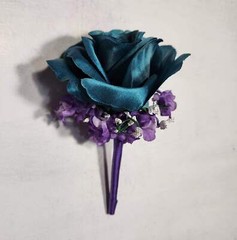 Purple Teal Navy Blue Rose Tiger Lily Bridal Wedding Bouquet Accessories