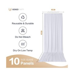 50ft x 14ft White Backdrop Curtains for Parties, Silky Photography Backdrop W…
