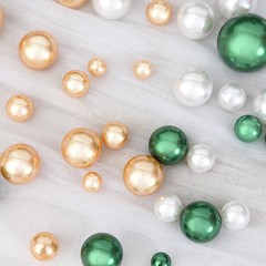 200 Assorted GREEN GOLD Faux PEARL BEADS Vase Fillers DIY Crafts Party Event