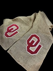 University of Oklahoma (OU) Burlap Chair Sash / Wreath Sash (2 Logos) 55k Stitch
