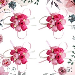 Artificial Flower Wristlet for Women Wedding Decorations 4Pcs 2.8×2.8×0.8in