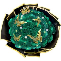 Dark Green Glitter Roses Bouquet, 36 Pcs Shiny Glitter Flowers Bouquet, Everl…