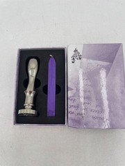 Silver Wax Seal Stamp Set By Younique Purple Wax Stick Decorative Design In Box