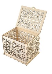 Card Box, Wedding Card Box with Lock Rustic Wooden Gift Card Box Skeleton Mon…