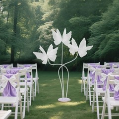 3* White Artificial Butterfly Decorations Floorstanding Fake Butterfly Décor