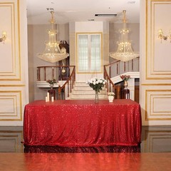Juya Delight 60″ x 102″ Red Sequin Tablecloth x (Rectangular),
