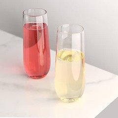 2PCS 100% Tritan Plastic Champagne Flutes,12 Oz stemless 2 Packs Tritan
