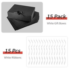 15 PCS Gift Boxes with Lids for Presents, 10.6 x 7.8 x 3.1 Inches Black