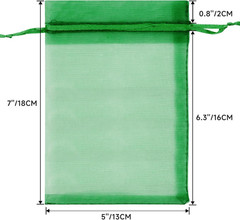 25PCS Green Organza Bags – 5x7In Sheer Mesh Jewelry Pouches, Christmas Organza G