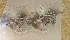 Table Centerpieces White Porcelain Swan Vase Planters Pierced Reticulate Design