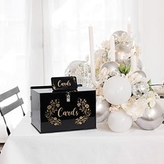 Black Acrylic Wedding Card Box Card Boxes with Lock and Card Sign, Gift Card Box