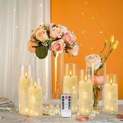 24 Pcs LED Flameless Candles with Remote, 3D Strip Light String-24Pack