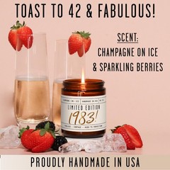 42nd Birthday Gifts for Women – ‘Limited Edition 1983’ Soy Candle, Amber