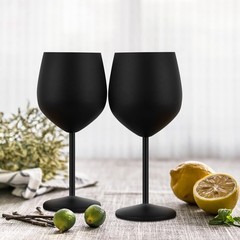 Lifecapido Stainless Steel Wine Glasses Set of 2, 18oz Stainless Steel Stem W…