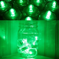 24 Pack Green Submersible Waterproof Underwater Battery LED Tea Light~Wedding