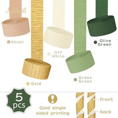 AOBKIAT Wedding Party Decorations, 5 Rolls Olive Green Khaki