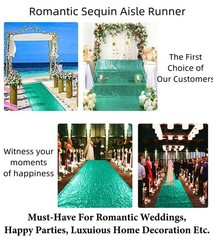 Aisle Runners for Weddings 2FTx15FT Green Sequin Aisle-Runner Wedding Ceremon…