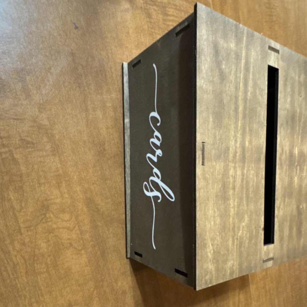 Rustic Wooden Wedding Card Box Brown Square Solid Plain Design